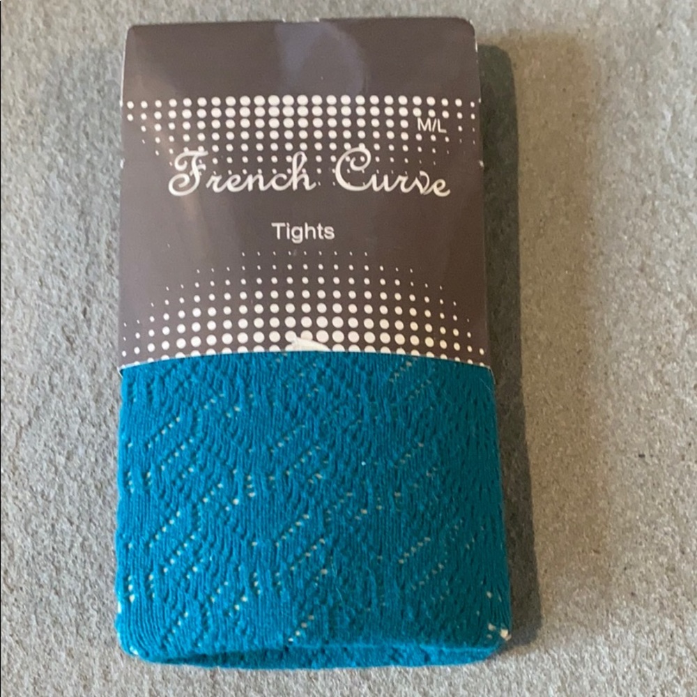 Blue French Curve tights. M/L. NWT